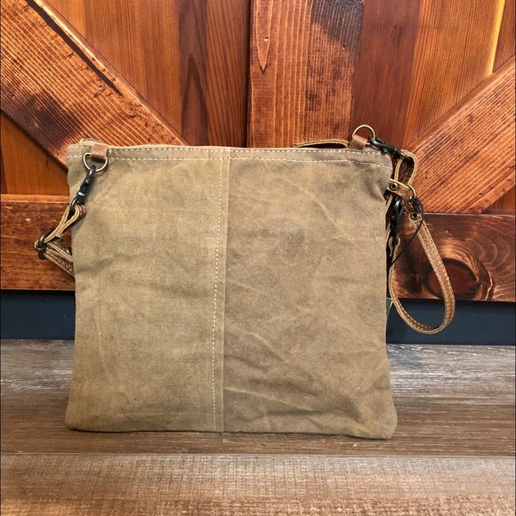 French Toast Small Crossbody purse recycled canvas - Picture 6 of 8